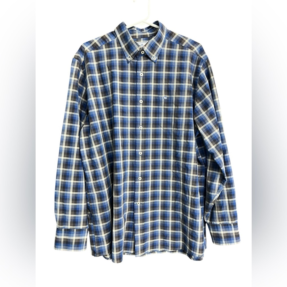 Southern Tide Mens Blue Grey Plaid Dress Shirt Long Sleeve Size‎ Large
